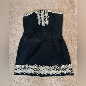 Mudpie Strapless Black Mini Dress with Gold Accents Size L